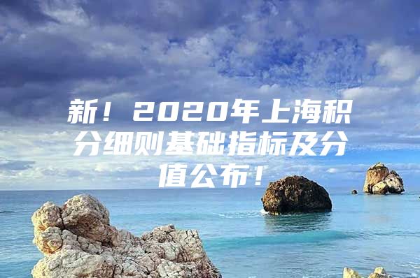 新！2020年上海积分细则基础指标及分值公布！