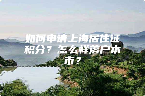 如何申请上海居住证积分？怎么样落户本市？