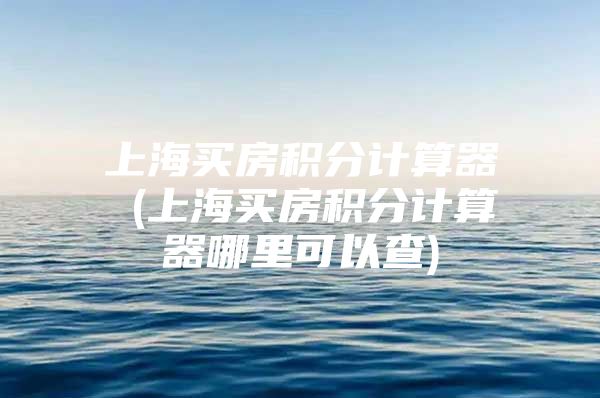 上海买房积分计算器 (上海买房积分计算器哪里可以查)