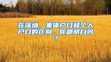 在深圳，集体户口和个人户口的区别，你都明白吗？