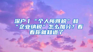 深户丨“个人所得税”和“企业纳税”怎么加分？看看你就知道了