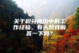 关于积分简历中的工作经验，有人帮我解答一下吗？