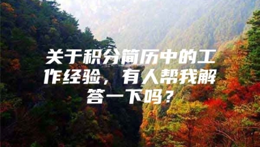 关于积分简历中的工作经验，有人帮我解答一下吗？