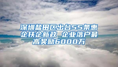 深圳盐田区出台55条惠企扶企新政 企业落户最高奖励6000万