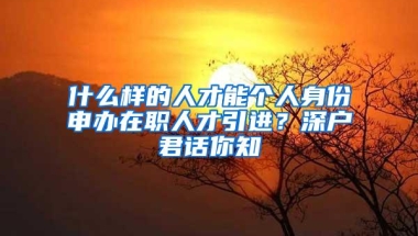 什么样的人才能个人身份申办在职人才引进？深户君话你知