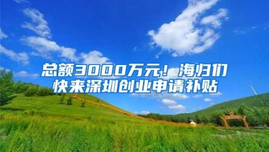 总额3000万元！海归们快来深圳创业申请补贴