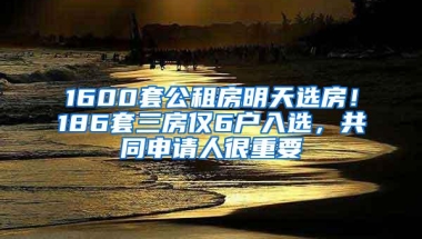 1600套公租房明天选房！186套三房仅6户入选，共同申请人很重要