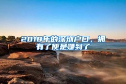 2018年的深圳户口，拥有了便是赚到了