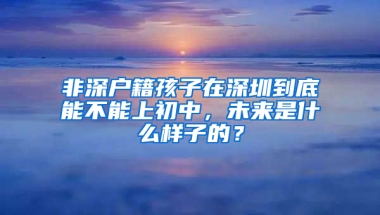 非深户籍孩子在深圳到底能不能上初中，未来是什么样子的？