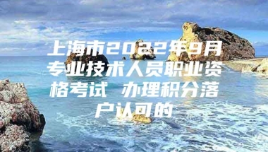 上海市2022年9月专业技术人员职业资格考试 办理积分落户认可的