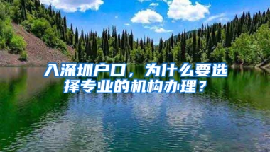 入深圳户口，为什么要选择专业的机构办理？