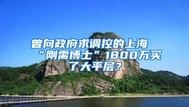 曾向政府求调控的上海“刚需博士”1800万买了大平层？