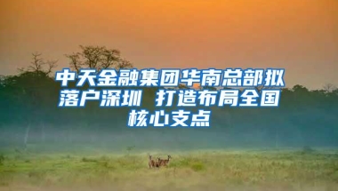 中天金融集团华南总部拟落户深圳 打造布局全国核心支点