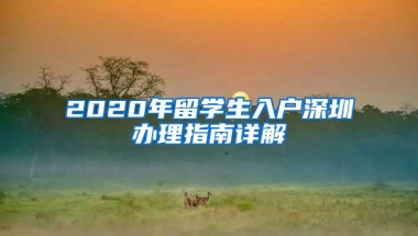 2020年留学生入户深圳办理指南详解