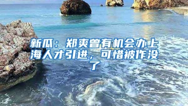 新瓜：郑爽曾有机会办上海人才引进，可惜被作没了