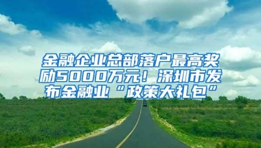 金融企业总部落户最高奖励5000万元！深圳市发布金融业“政策大礼包”