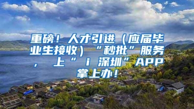 重磅！人才引进（应届毕业生接收）“秒批”服务， 上“ i 深圳”APP掌上办！