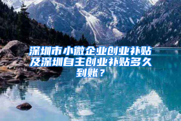 深圳市小微企业创业补贴及深圳自主创业补贴多久到账？