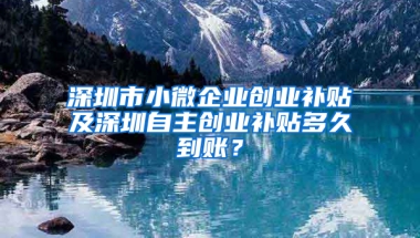 深圳市小微企业创业补贴及深圳自主创业补贴多久到账？