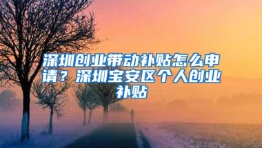 深圳创业带动补贴怎么申请？深圳宝安区个人创业补贴