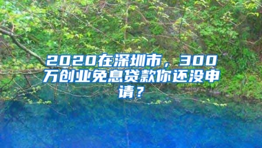 2020在深圳市，300万创业免息贷款你还没申请？