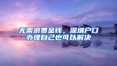 无需浪费金钱，深圳户口办理自己也可以解决