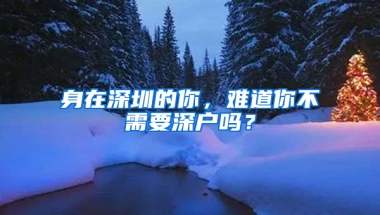 身在深圳的你，难道你不需要深户吗？