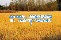 2022年，新的意见稿出来，入深户你了解多少呢？