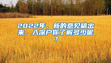 2022年，新的意见稿出来，入深户你了解多少呢？