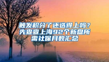 触发积分了还选得上吗？先查查上海92个新盘所需社保月数汇总