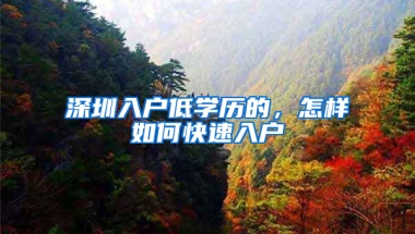 深圳入户低学历的，怎样如何快速入户