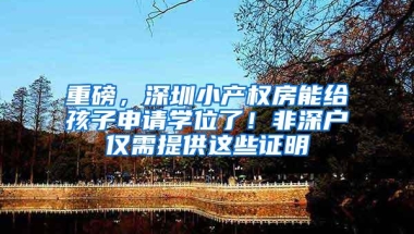 重磅，深圳小产权房能给孩子申请学位了！非深户仅需提供这些证明