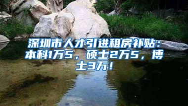 深圳市人才引进租房补贴：本科1万5，硕士2万5，博士3万！