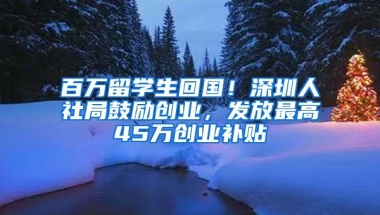 百万留学生回国！深圳人社局鼓励创业，发放最高45万创业补贴