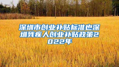 深圳市创业补贴标准也深圳残疾人创业补贴政策2022年