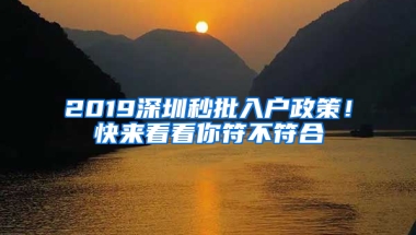 2019深圳秒批入户政策！快来看看你符不符合