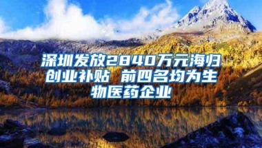 深圳发放2840万元海归创业补贴 前四名均为生物医药企业