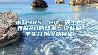 本科985、211，硕士世界前20的背景，这些留学生开始闯荡县城