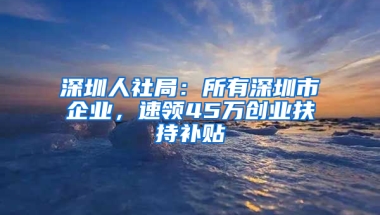 深圳人社局：所有深圳市企业，速领45万创业扶持补贴