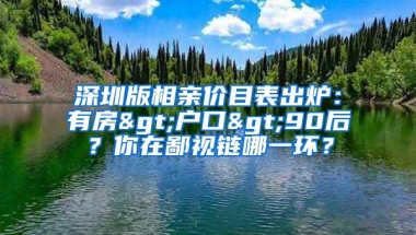 深圳版相亲价目表出炉：有房>户口>90后？你在鄙视链哪一环？