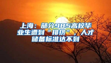 上海：部分985高校毕业生遭到“排挤”，人才储备标准达不到