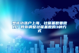 想成功落户上海，社保基数要缴对！教你调整社保基数的3种方式