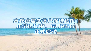 高校应届生落户深圳秒批！正试运行中，6月25日正式启动