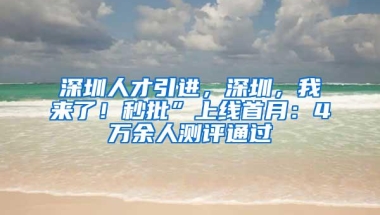 深圳人才引进，深圳，我来了！秒批”上线首月：4万余人测评通过