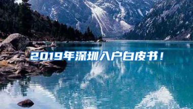 2019年深圳入户白皮书！