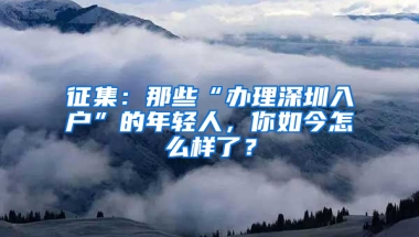 征集：那些“办理深圳入户”的年轻人，你如今怎么样了？