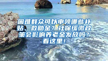 困难群众可以申领哪些补贴、救助金？社保缓缴政策会影响养老金发放吗？看这里！