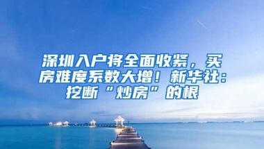 深圳入户将全面收紧，买房难度系数大增！新华社：挖断“炒房”的根