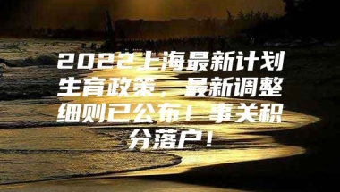 2022上海最新计划生育政策，最新调整细则已公布！事关积分落户！