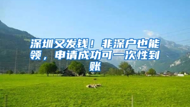 深圳又发钱！非深户也能领，申请成功可一次性到账